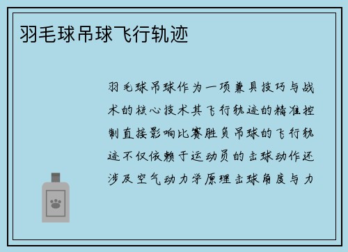 羽毛球吊球飞行轨迹
